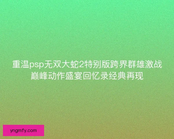 重温psp无双大蛇2特别版跨界群雄激战巅峰动作盛宴回忆录经典再现