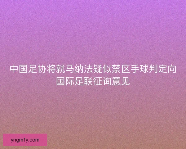 中国足协将就马纳法疑似禁区手球判定向国际足联征询意见